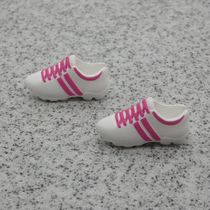 Barbie Careers Soccer Player Doll Cleats Shoes White Pink Stripes 2018 DVF69