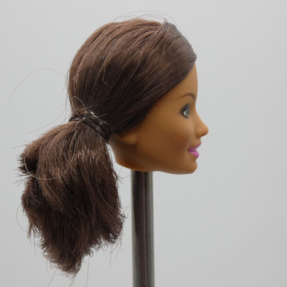 Barbie Fairytale Ballerina Doll Head Summer Face Brown Hair Green Eyes DHM43