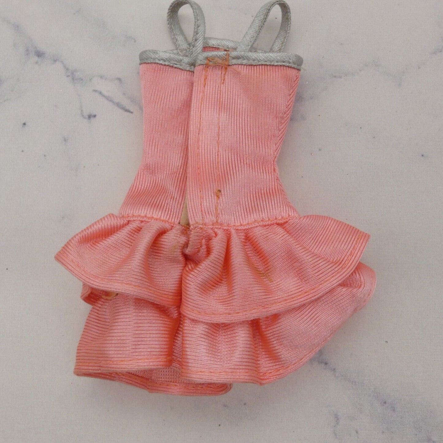 Barbie Doll Dress Pink Sleeveless Tank Silver Straps Ruffles Genuine Mattel