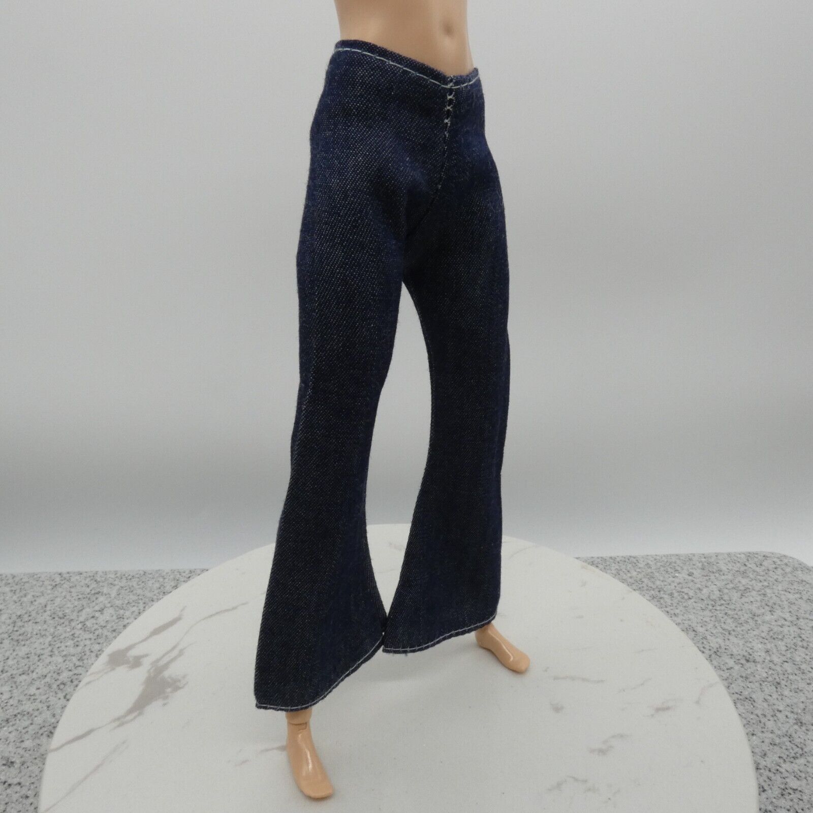 Barbie Doll Size Jeans Dark Wash Blue Pants Wide Leg Mid High Waist Flare Ankle