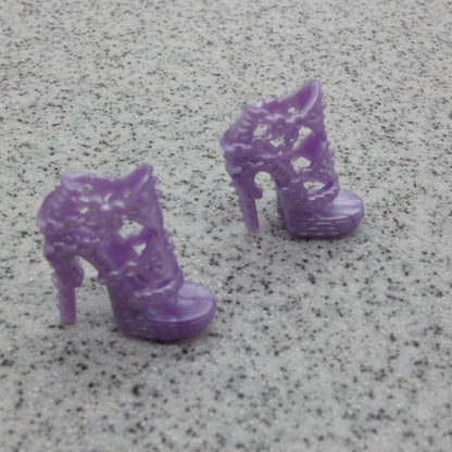 Barbie Doll Size Shoes High Heel Purple Open Toe Sandal Sim Chain Strap B1 Clone