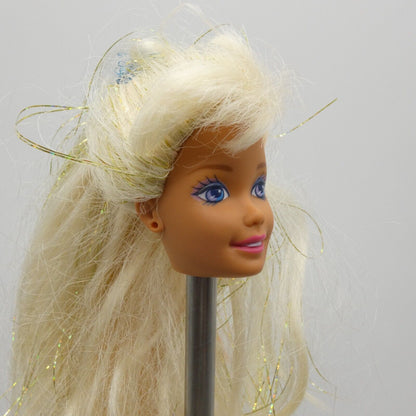 Sun Jewel Barbie Doll Head Wavy Glitter Hair Medium Tan Skin 1993 Mattel 10953