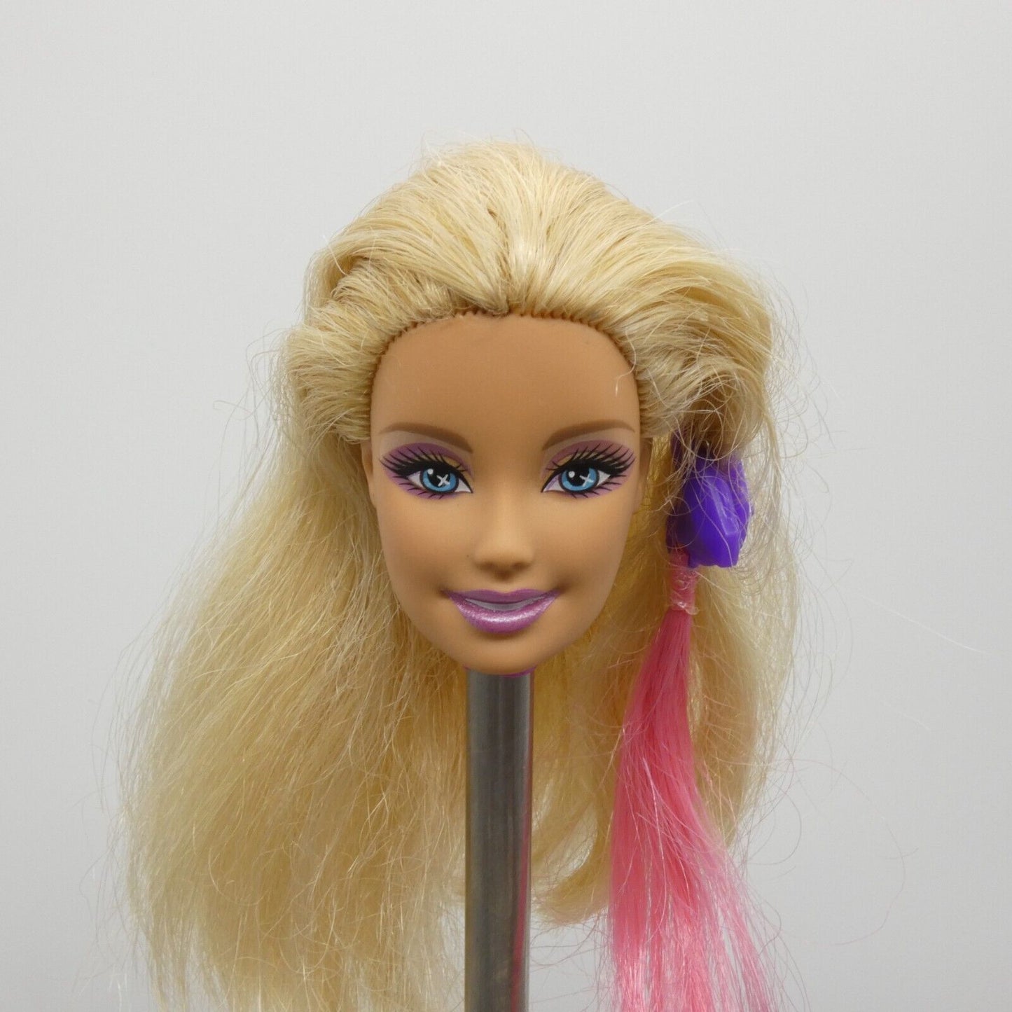 Barbie Doll Head Only Generation Girl CEO Face Blonde Pink Hair Extension Clip