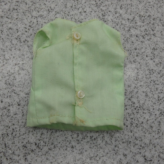 Barbie Doll Size Top Shirt Blouse Sleeveless Green Homemade Operable Buttons