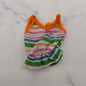 Barbie Doll Size Shirt Tank Top White Multicolor Striped Sinched Waist