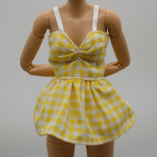 11 Inch Fashion Doll Top Yellow White Gingham Peplum Shirt Fits Made To Move