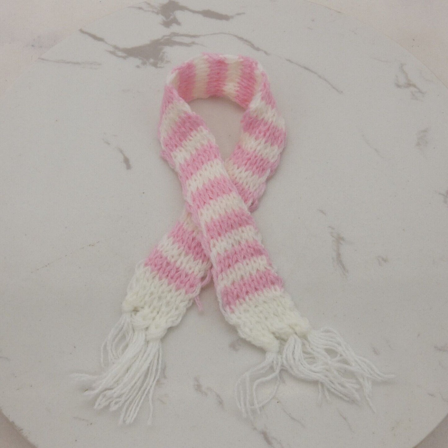 Scarf For Integrity Toys Barbie Size Doll Pink White Stripe Fringe Knitted FR