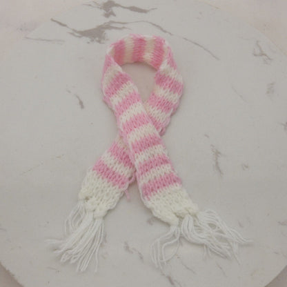 Scarf For Integrity Toys Barbie Size Doll Pink White Stripe Fringe Knitted FR