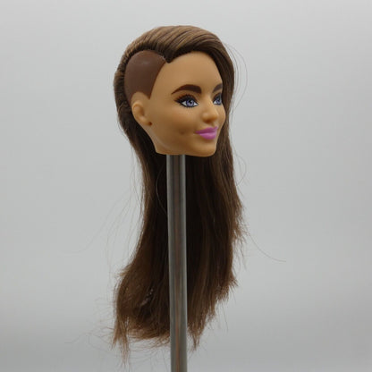 Barbie Extra 9 Doll Head Only Violet Face Brown Hair Shaved Head GYJ28 2021