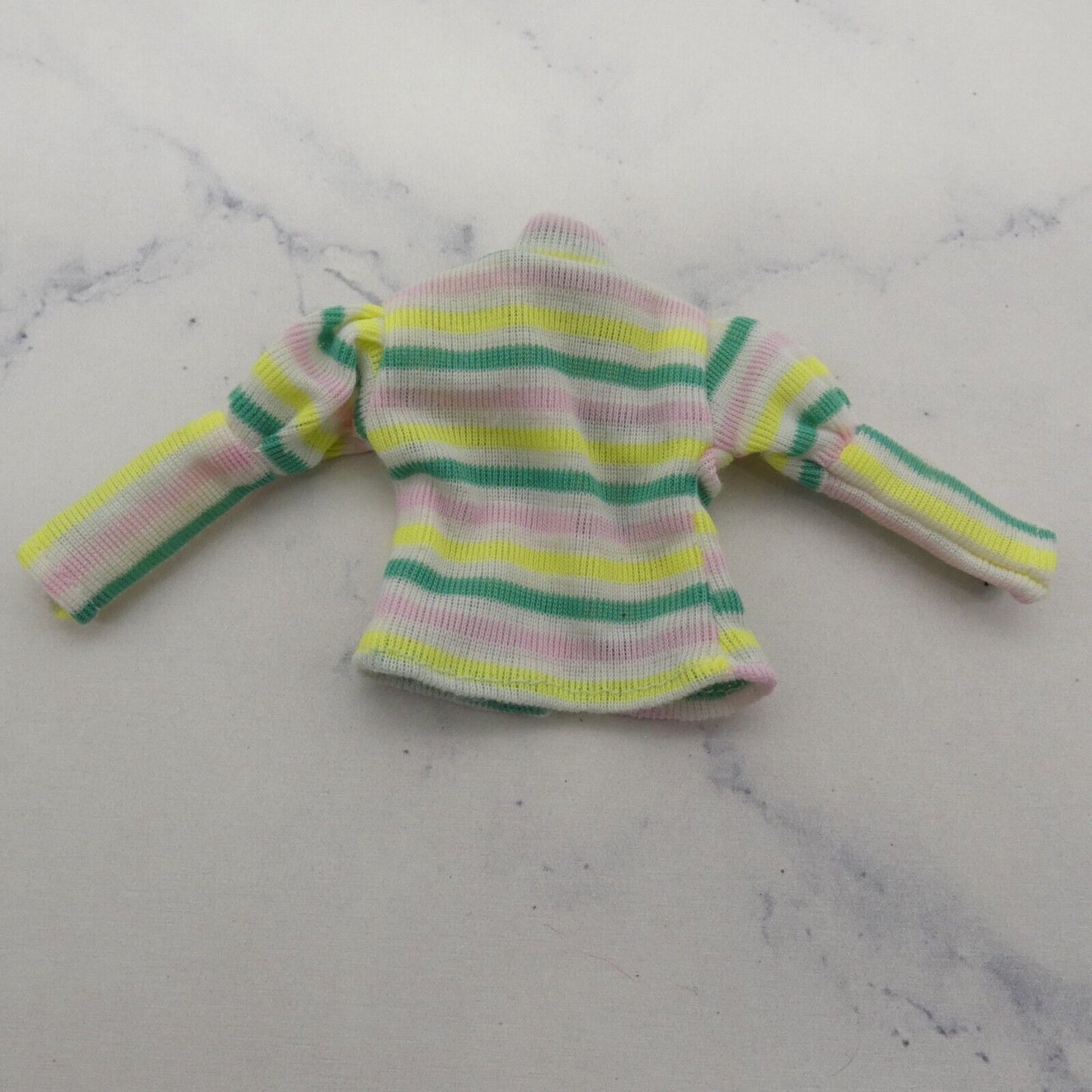 Barbie Doll Size Coat Jacket Top Multicolor Striped Front Close Mock Neck Clone