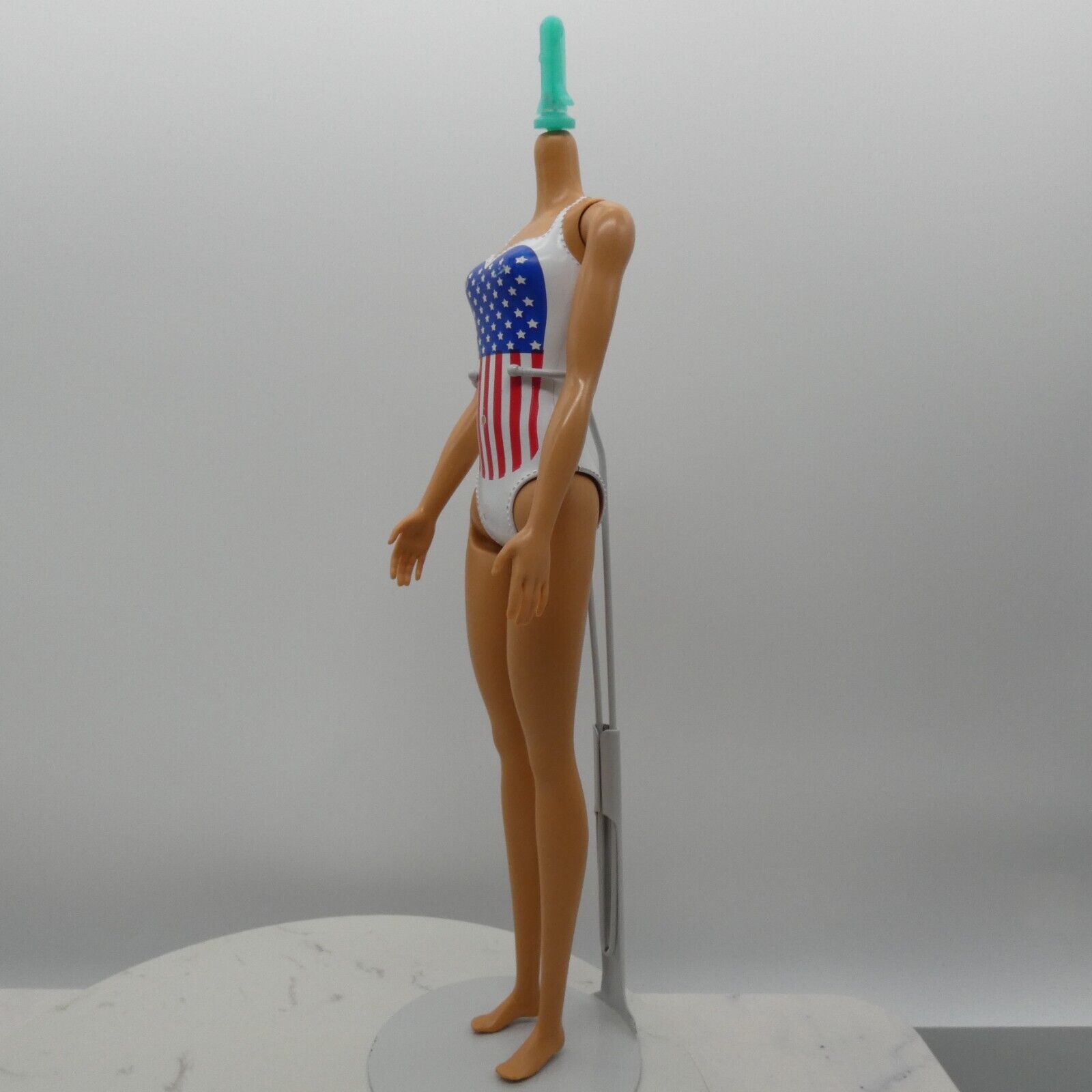 Barbie Doll Body Only Medium Light Skin USA Flag Molded Suit Beach 2019 GPB17