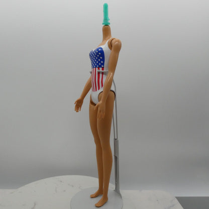 Barbie Doll Body Only Medium Light Skin USA Flag Molded Suit Beach 2019 GPB17