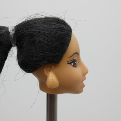 Disney Sparkling Princess Jasmine Doll Head Only 2011 Black Hair Molded Earrings