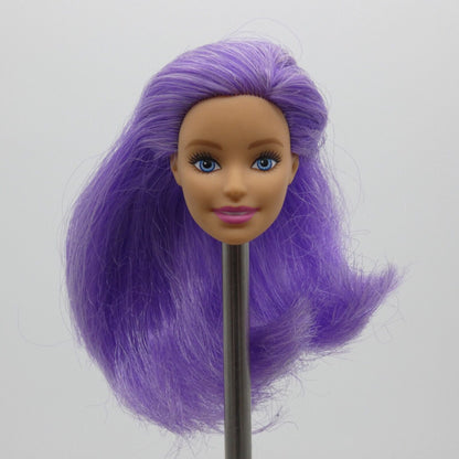 Barbie Color Reveal Tie Dye Doll Head Millie Face Light Skin Purple Hair HCD29