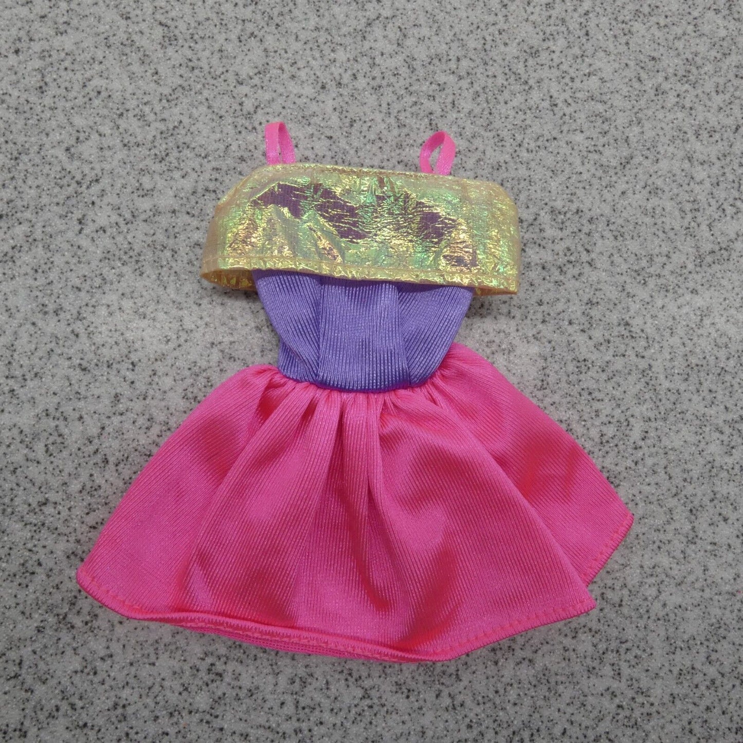 Barbie Doll Fashion Dress Purple Top Iridescent Collar Pink Skirt Genuine Mattel