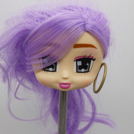 Boxy Girls Everly Doll Head Purple Hair Single Earring Light Skin Jay@Play WKQ38