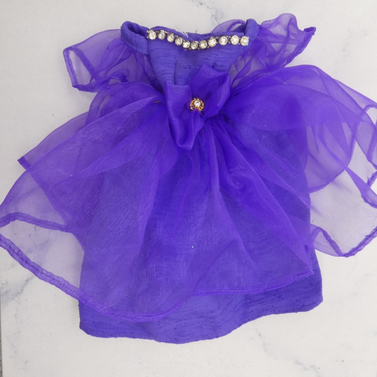 Barbie Doll Dress Purple Gown Cold Shoulder Ruffle Tulle Rhinestones 90s Mattel