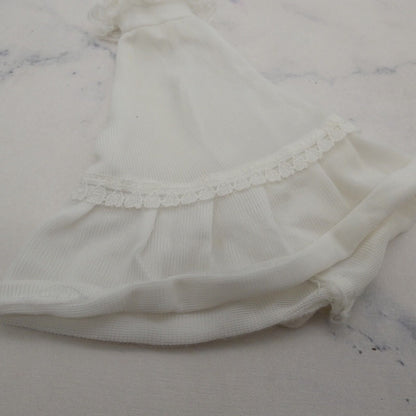 Barbie Doll Size Dress White Silky Satin Like Strapless Sweetheart Lace Accent