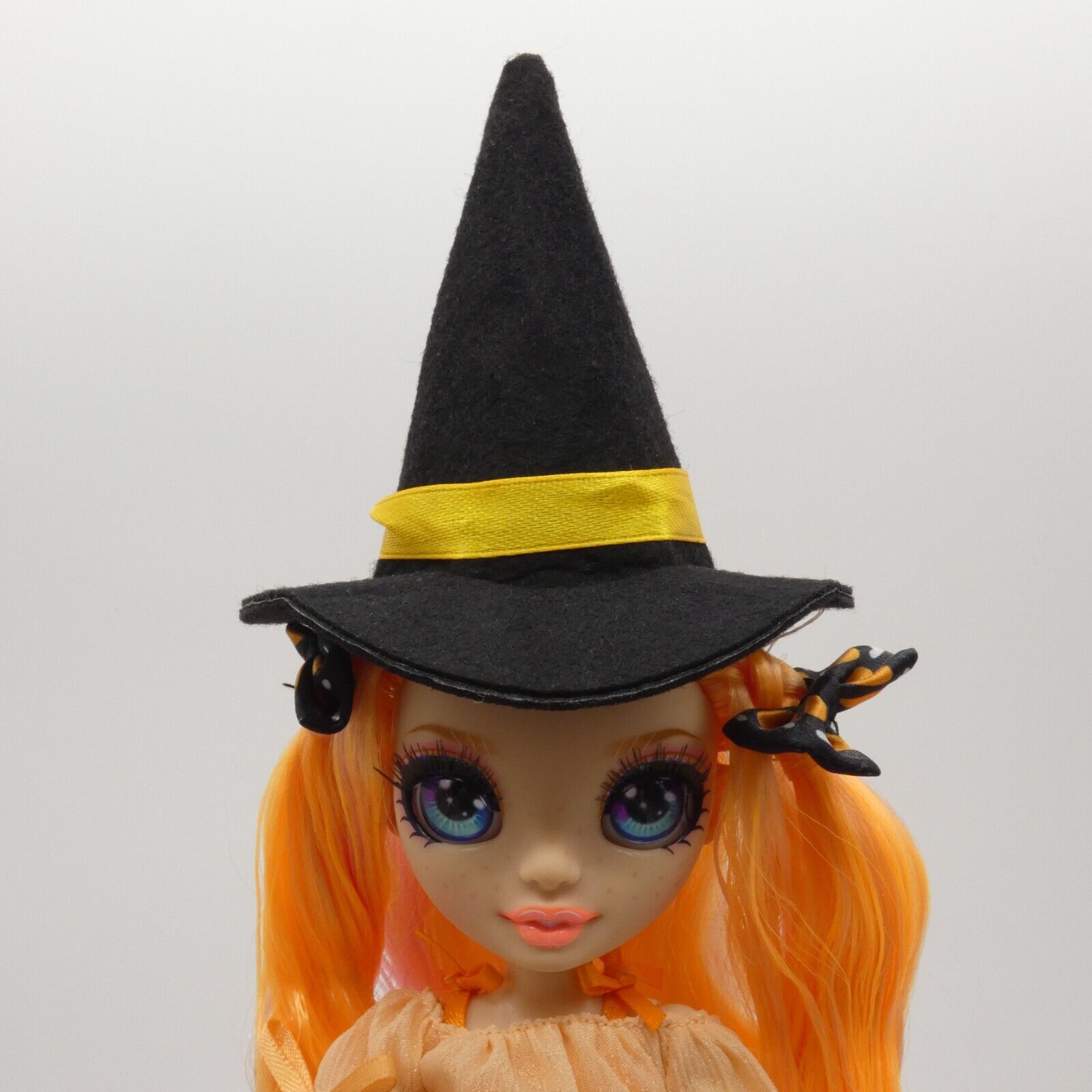 Rainbow Jr High Doll Size Witch Hat Only Black Pointed Yellow Band Halloween