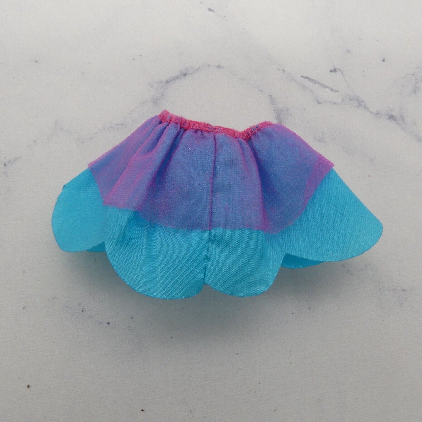 Barbie Doll Size Skirt Blue Pink Tulle Accent Tutu Elastic Waist Scalloped Hem