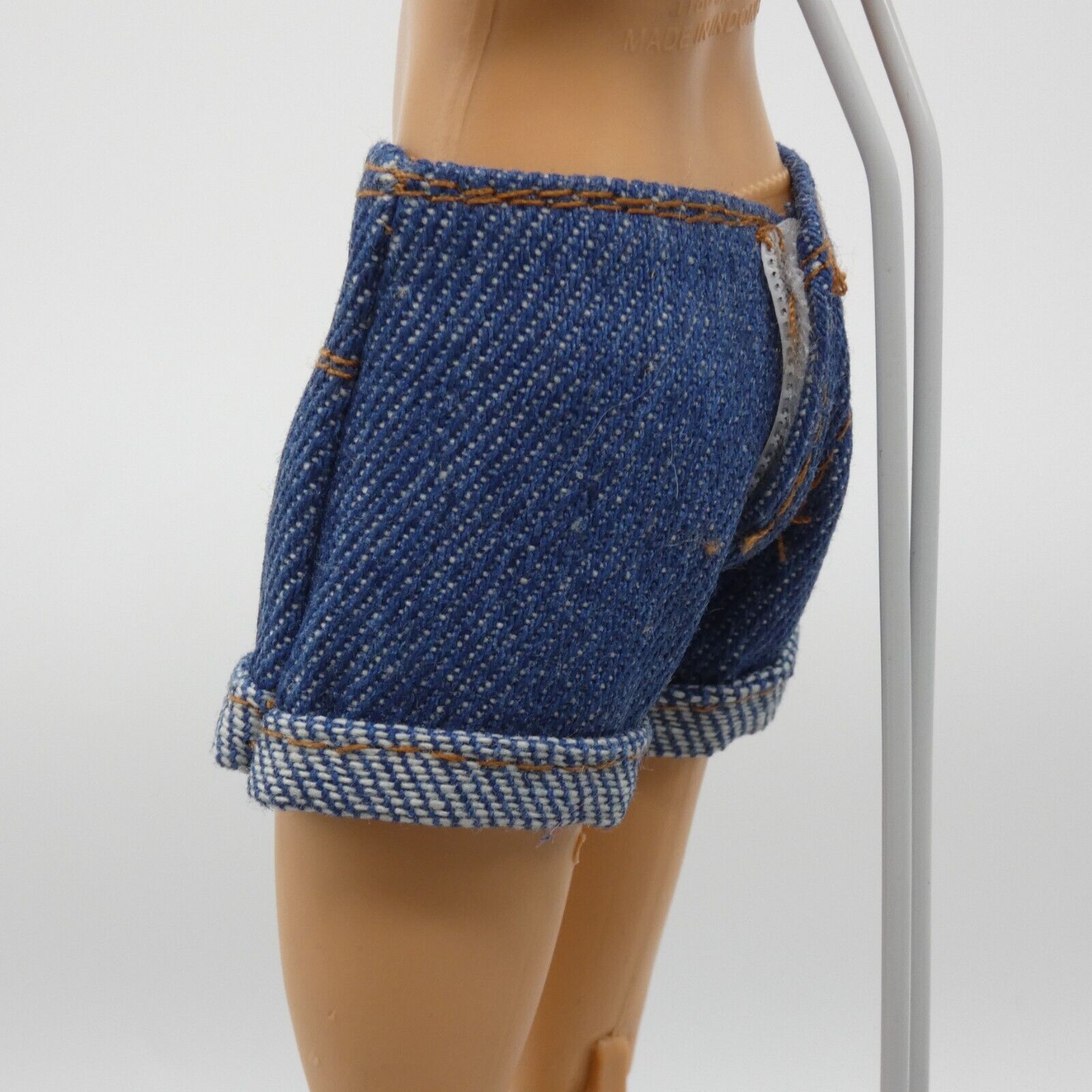 Barbie Doll Size Shorts Blue Jeans Denim Like Rolled Cuff Fits Fashionistas