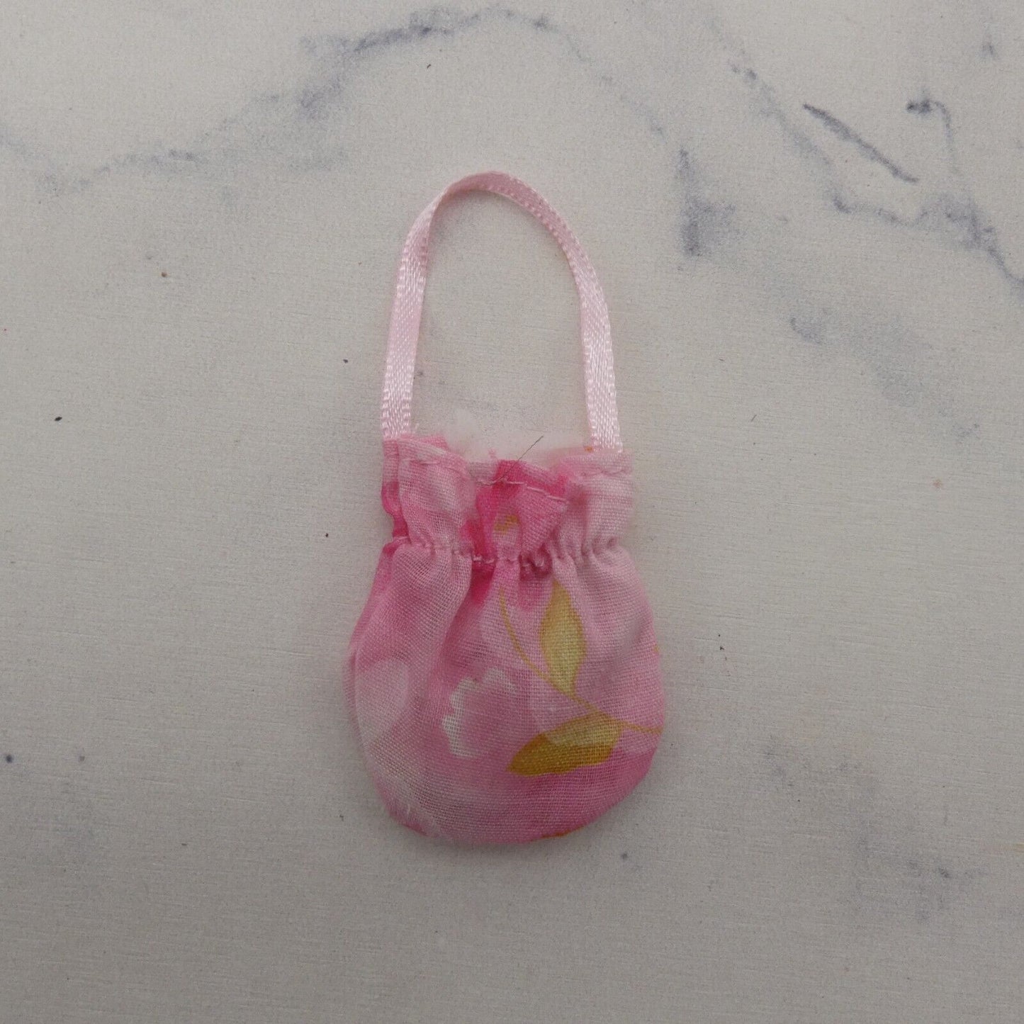 Barbie Doll Size Purse Pink Handbag Rose Floral Tote Playset Diorama Accessory