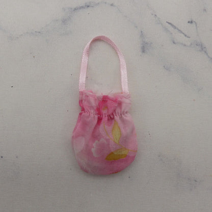 Barbie Doll Size Purse Pink Handbag Rose Floral Tote Playset Diorama Accessory