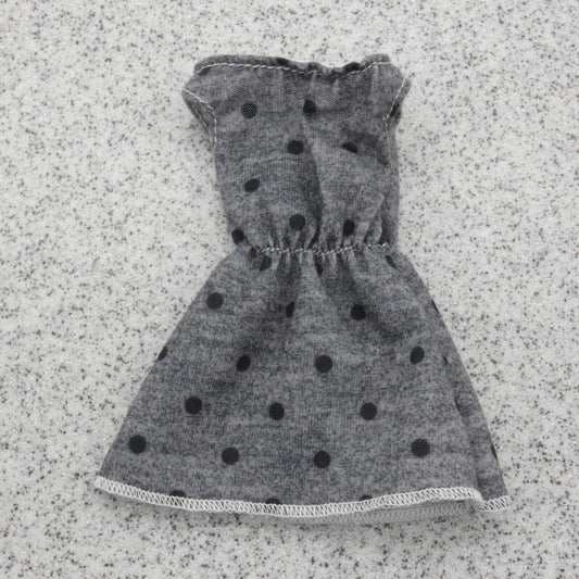 Barbie Doll Casual Sundress Dress Gray White Polka Dot Sleeveless 2019 GBK12