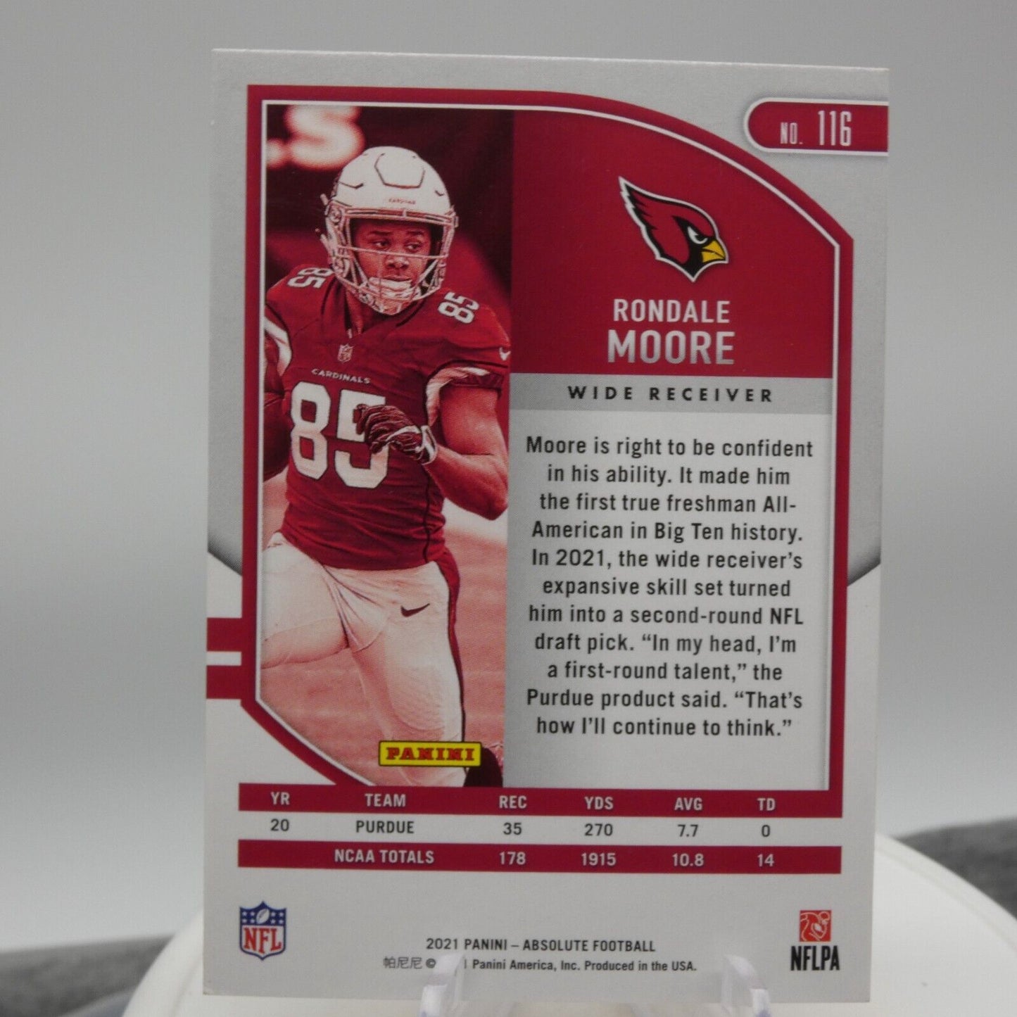 2021 Panini Absolute Football #116 Rondale Moore RC Arizona Cardinals