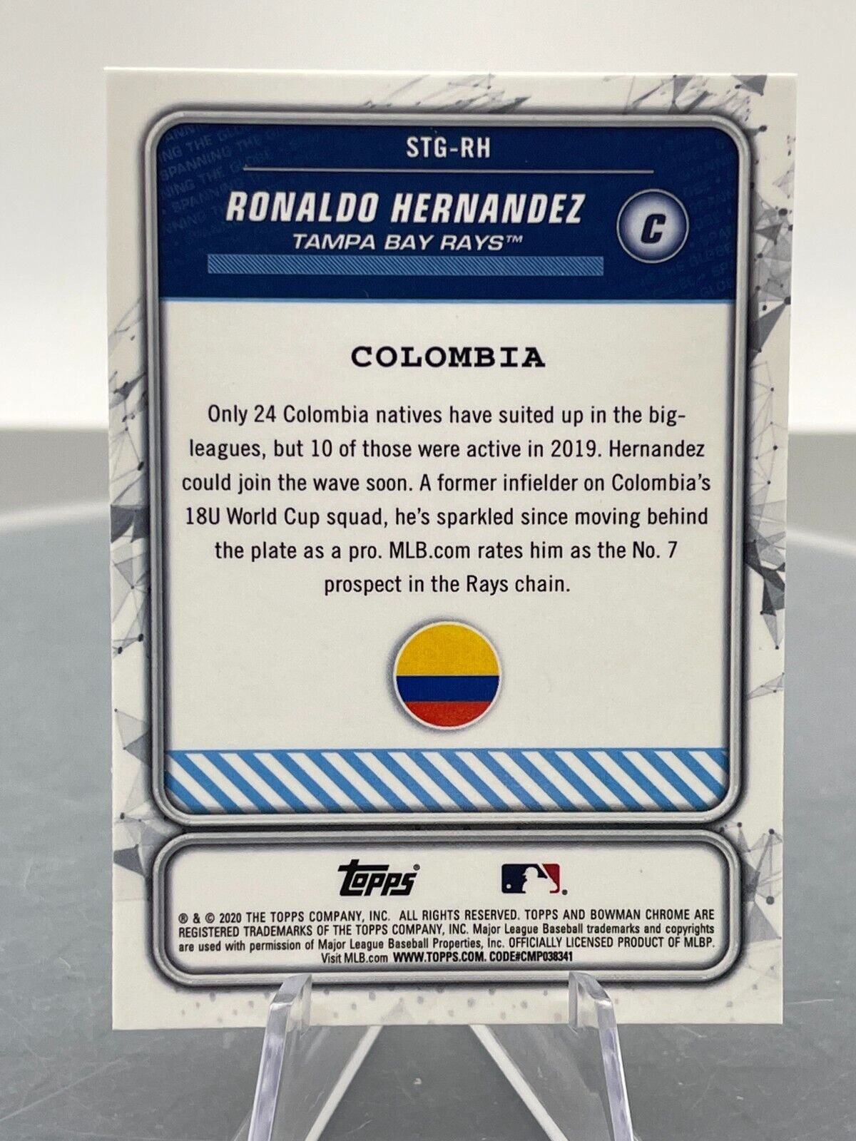 2020 Bowman Chrome Spanning the Globe Ronaldo Hernandez #STG-RH Tampa Bay Rays