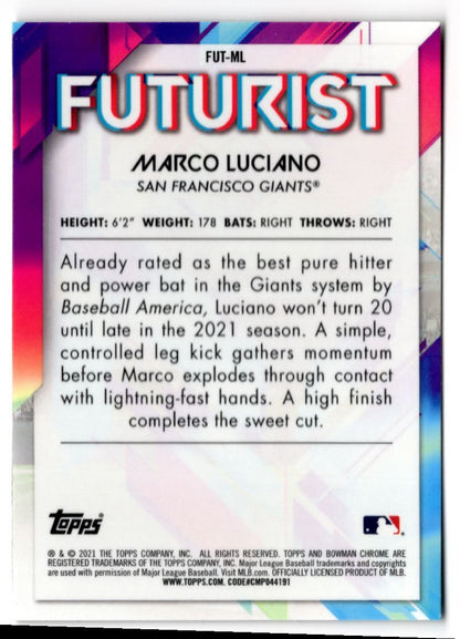 2021 Bowman Futurist Marco Luciano San Francisco Giants #FUT-ML