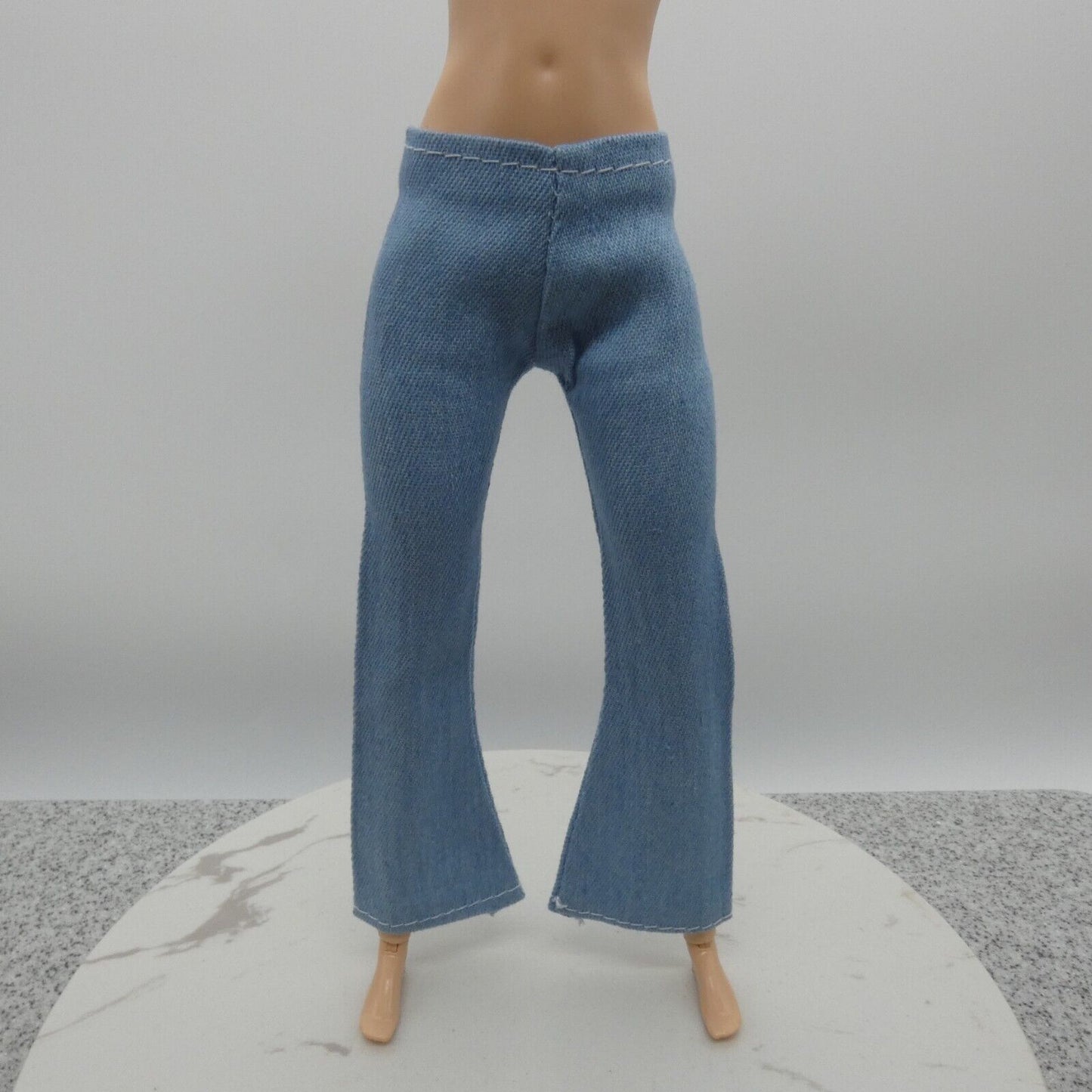 Barbie Doll Size Jeans Light Wash Blue Pants Wide Leg Mid Waist Flare Ankle