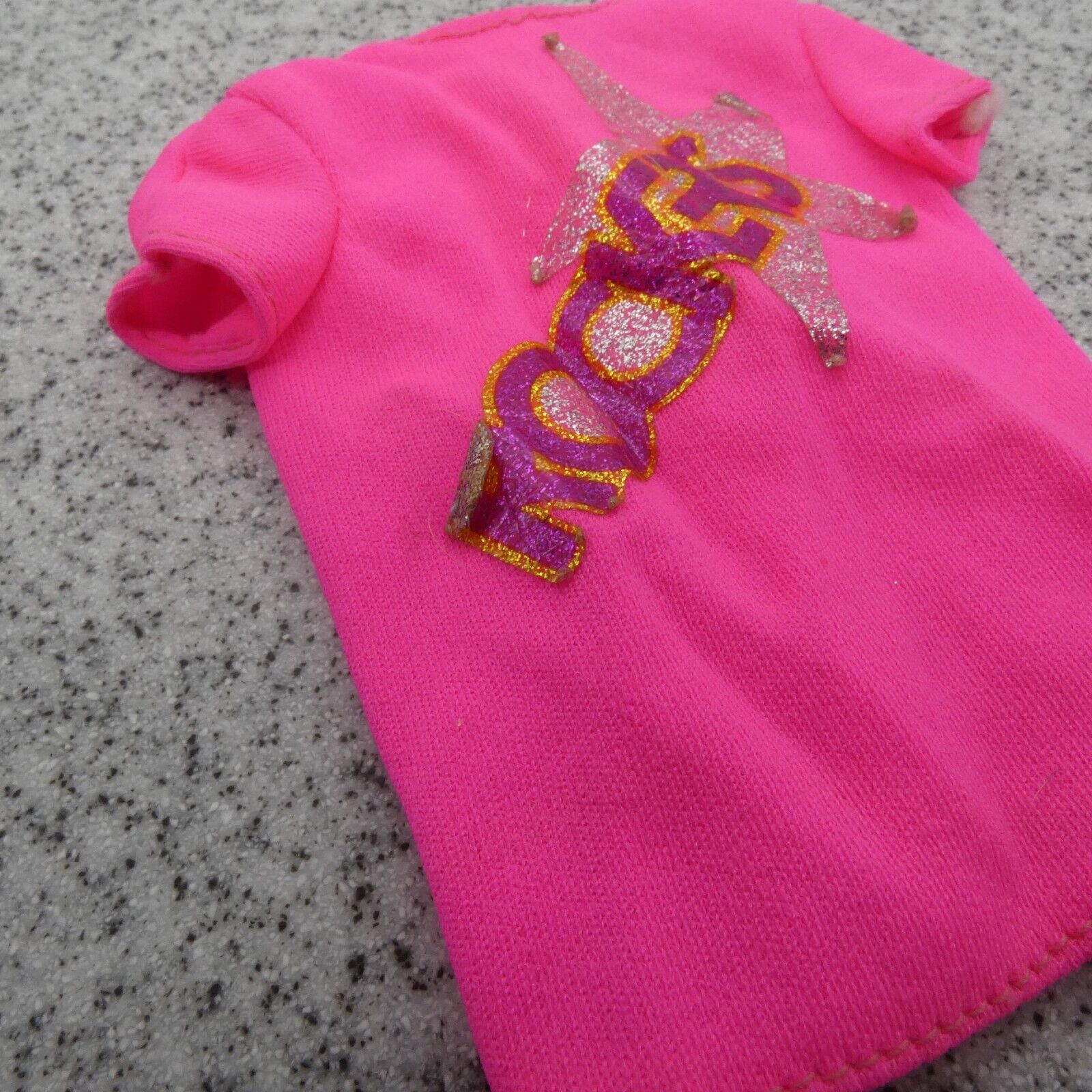 Barbie and the Rockers Doll Neon Pink Short Sleeve Shirt Top Concert 1985 Mattel