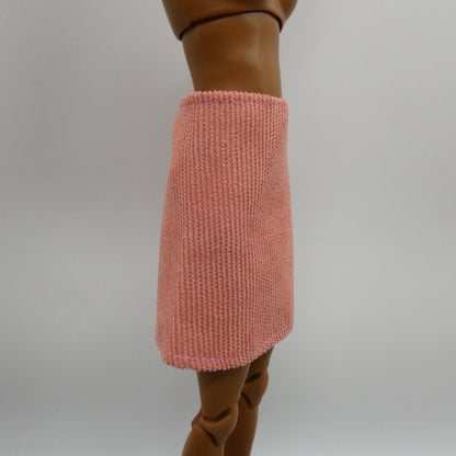 Barbie Doll Size Skirt Pink Peach A-Line Knee Length Fits Fashionistas MTM