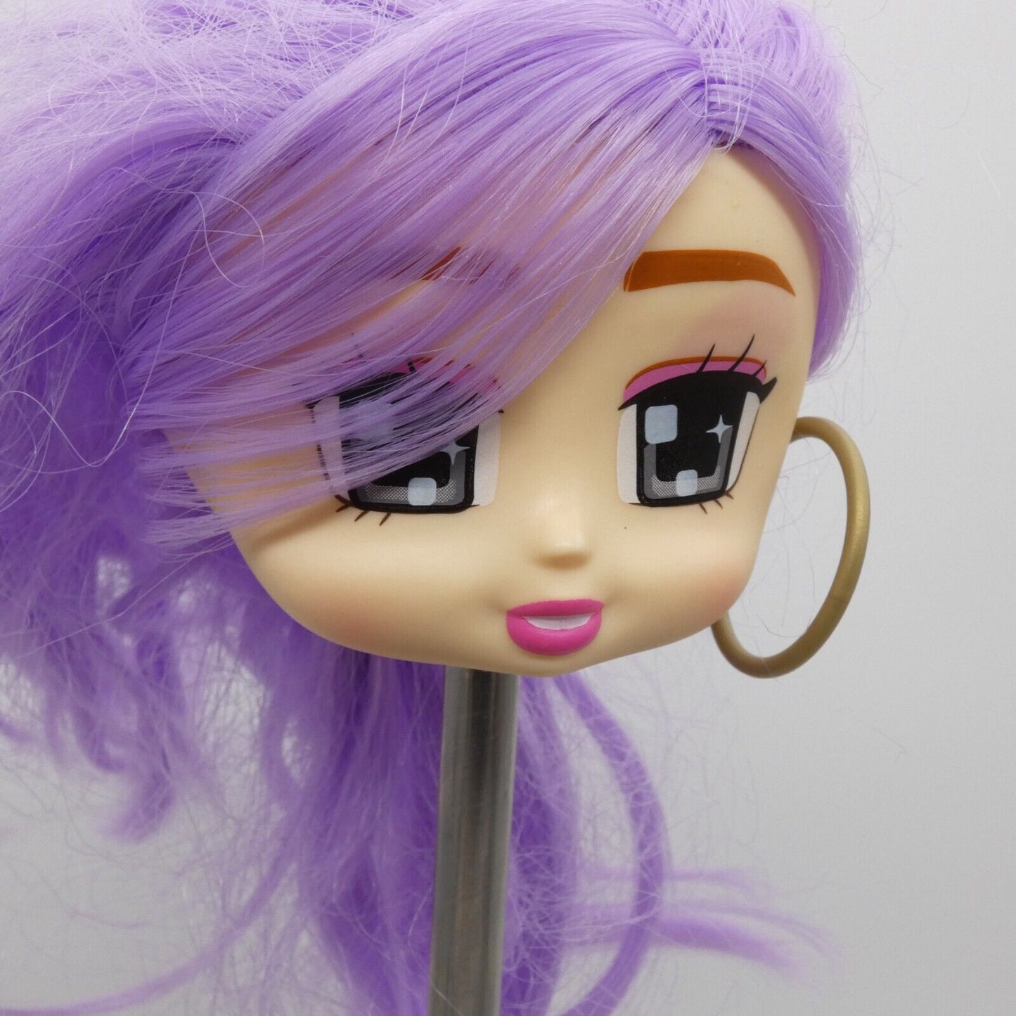 Boxy Girls Everly Doll Head Purple Hair Single Earring Light Skin Jay@Play WKQ38