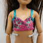 Teen Skipper Doll Size Crop Bikini Top Pink Tropical Teal Straps Midriff