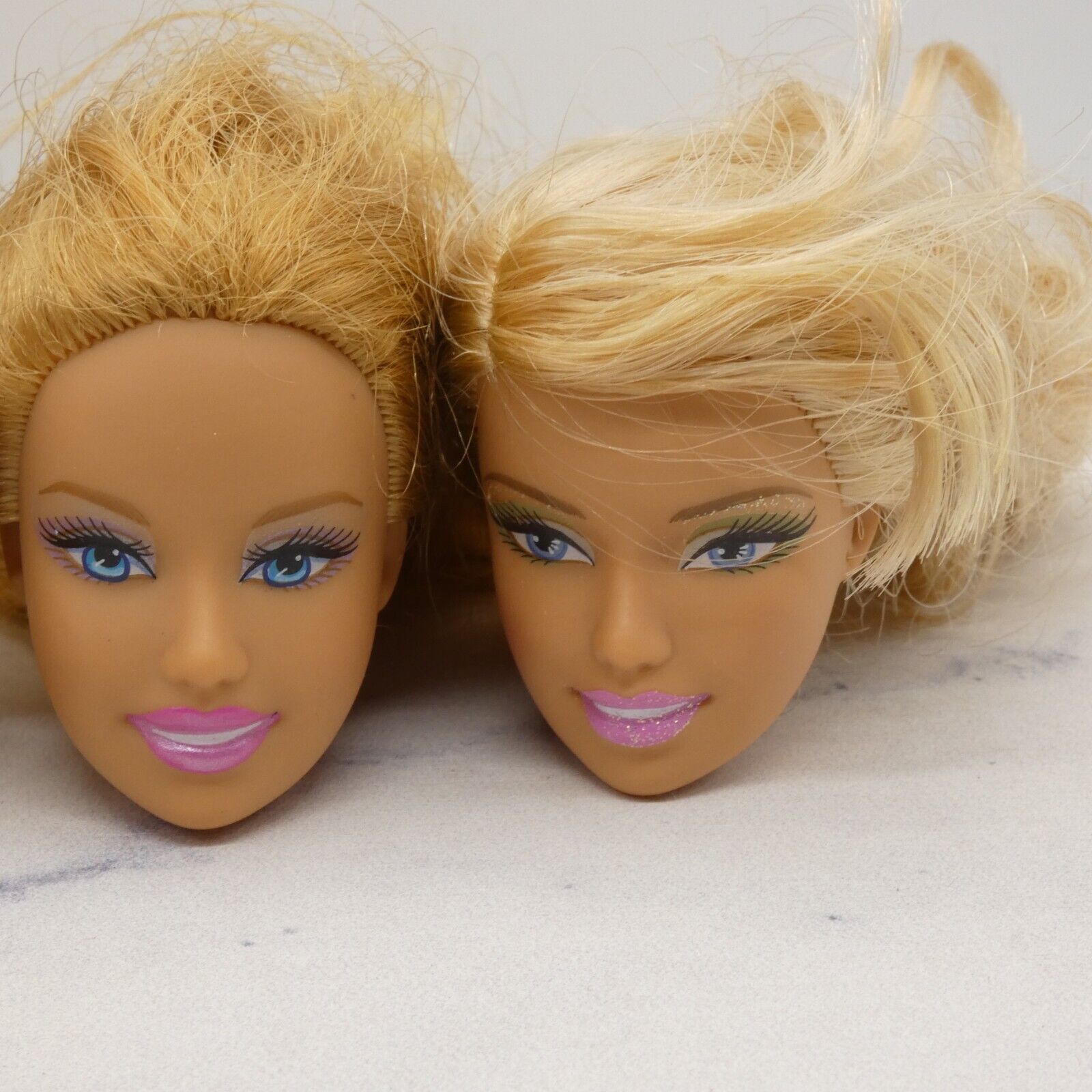 Barbie Doll Head Lot of 5 Heads Fashion Fever Face Blonde Blue Eyes Mattel JY25