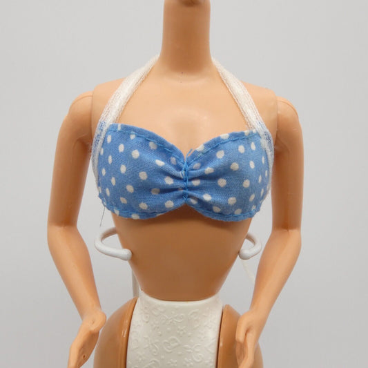 Barbie Club California Doll Bikini Top Only Blue Polka Dot Halter 1987 4439