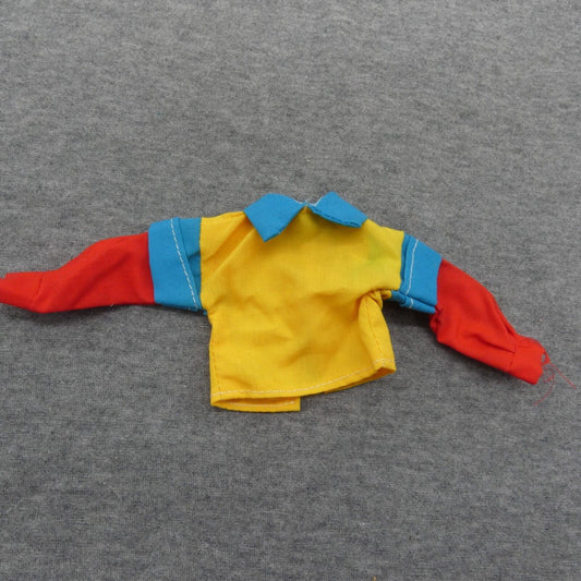 Barbie Skipper Sindy Doll Size Shirt Top Yellow Long Sleeve Red Blue Collar