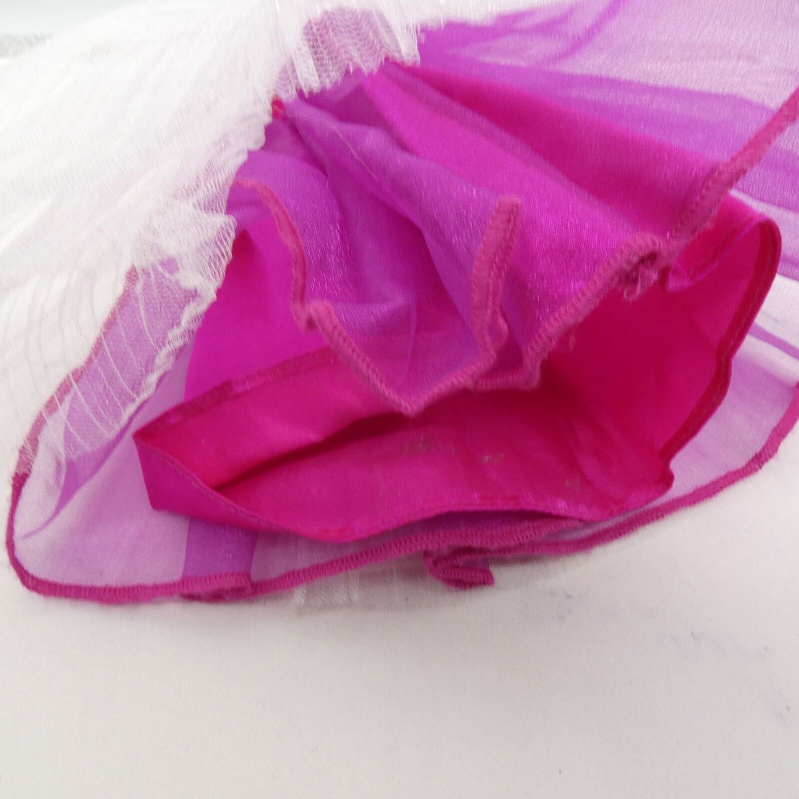 Barbie Doll Size Dress Pink Magenta Sleeveless Strapless Elastic Top Tulle Cover