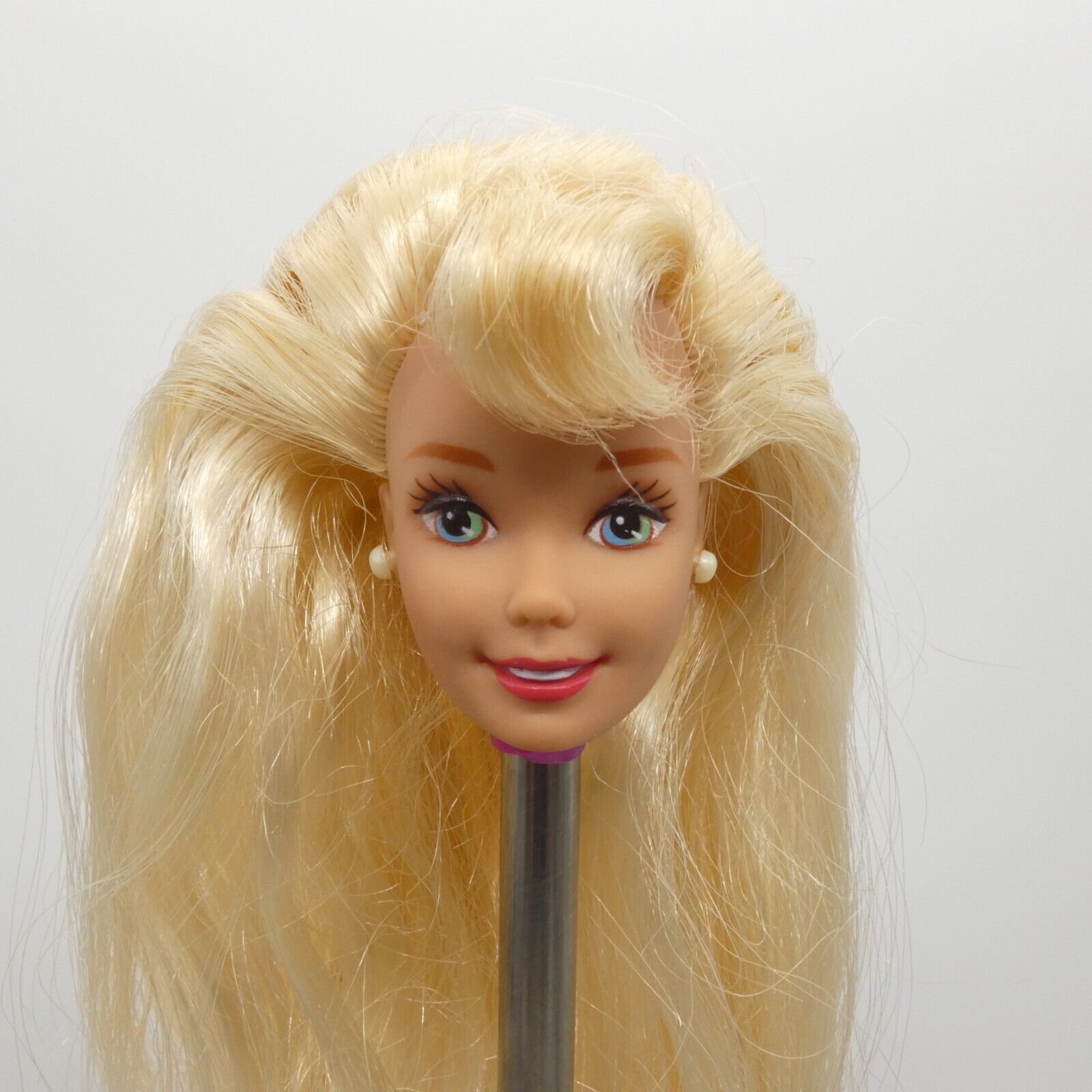 Teacher Barbie Doll Head Blonde Hair Bangs Stud Earrings 1996 Mattel 13914