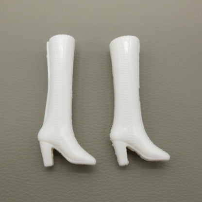 Barbie Doll Size Shoes White Tall Boots High Heel Vinyl Fits Fashionistas MTM