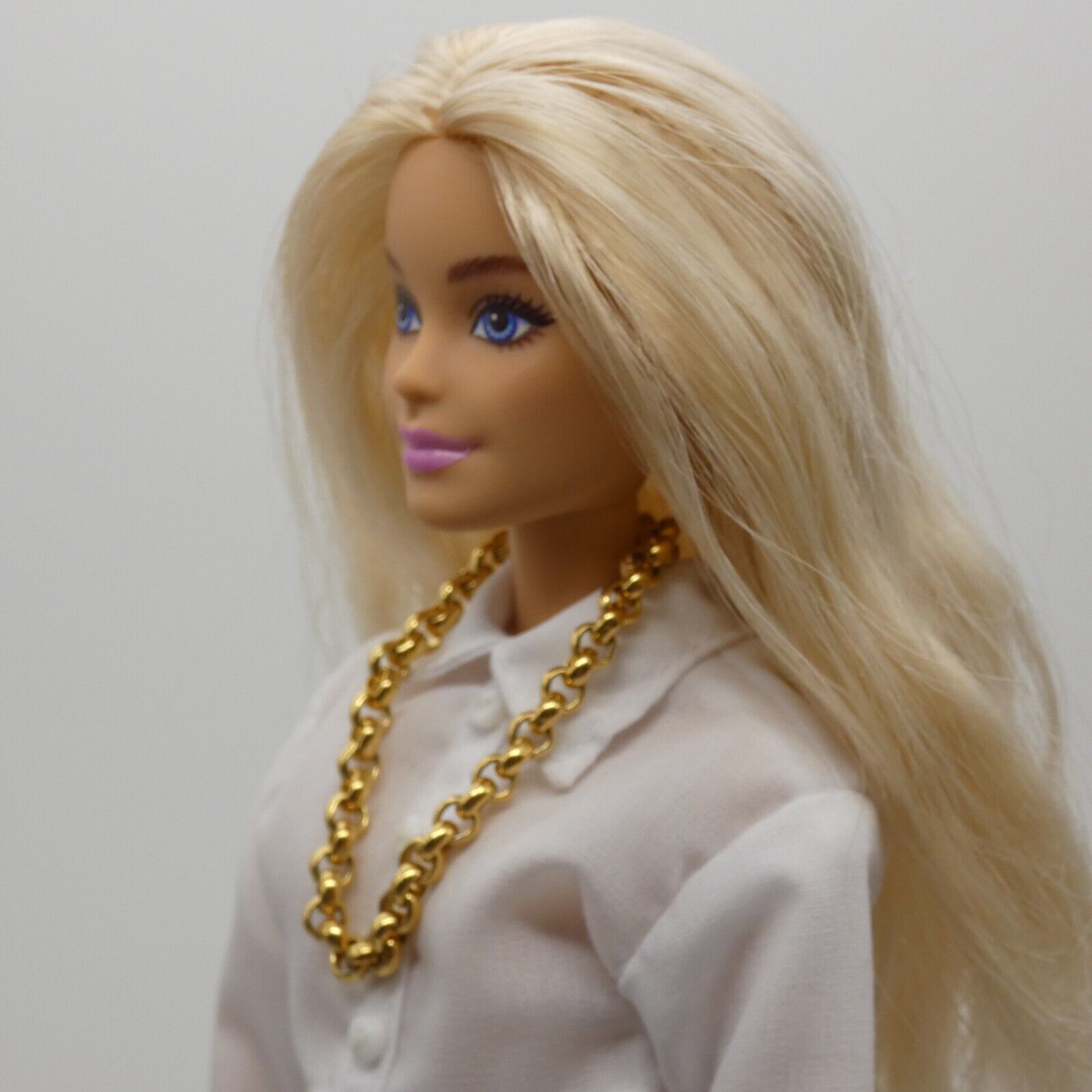 Barbie Doll Size Chunky Gold Tone Chain Necklace Classic Fashion Cable