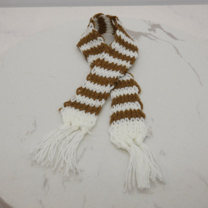 Scarf For Integrity Toys Barbie Size Doll Brown White Stripe Fringe Knitted FR