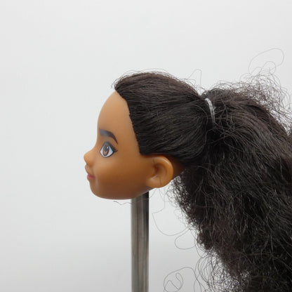 Disney Moana Doll Head Only Black Wavy Curly Hair Ponytail Pacific Islander