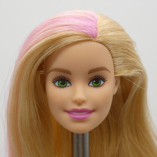 Barbie Sisters Doll Head Millie Blonde Pink Hair Green Eyes Medium Light Skin