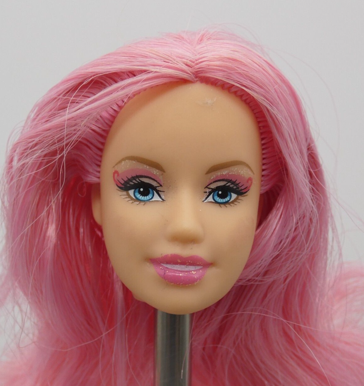 Barbie Fairy Doll Head Pink Hair Blue Eyes Glitter 2008 Mattel N5685