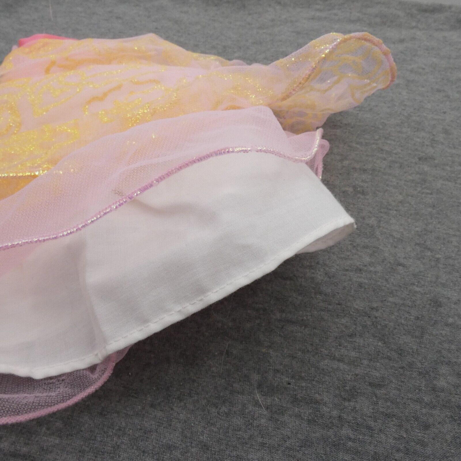 Barbie Doll Size Skirt Pink Rose Color 3 Layered Tulle Gold Accents