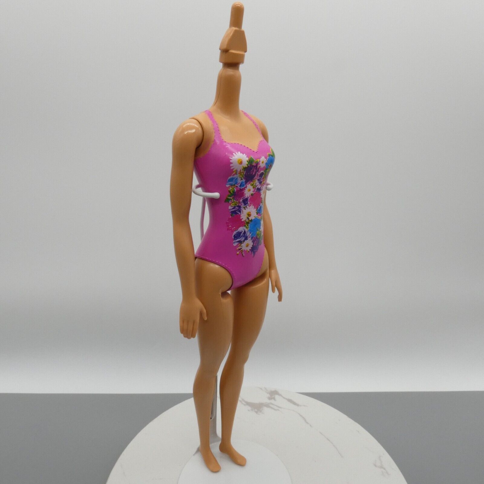 Barbie Water Play Doll Body Pink Molded Swimsuit Straight Arms Flat Feet DWK00