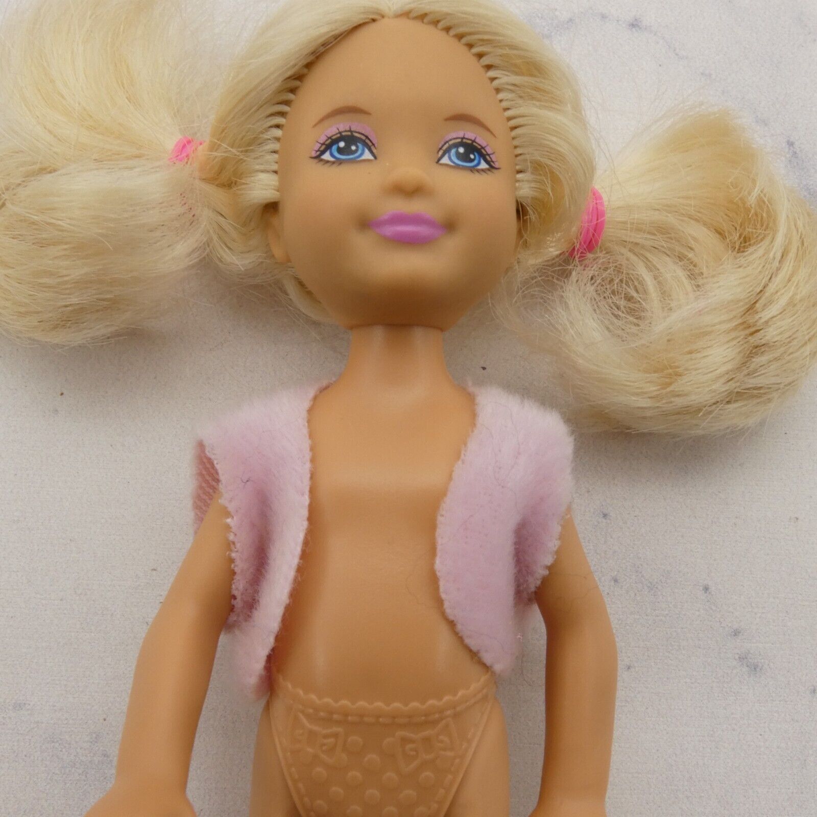 Chelsea Doll Size Vest Top Pink Faux Fur Sleeveless Jacket Barbie's Sister